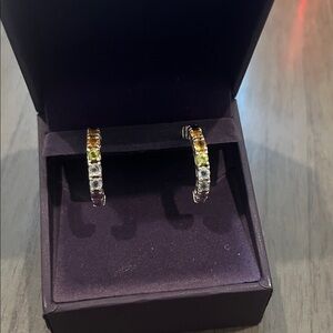 Elegant Multi-Color Hoop Earrings white gold